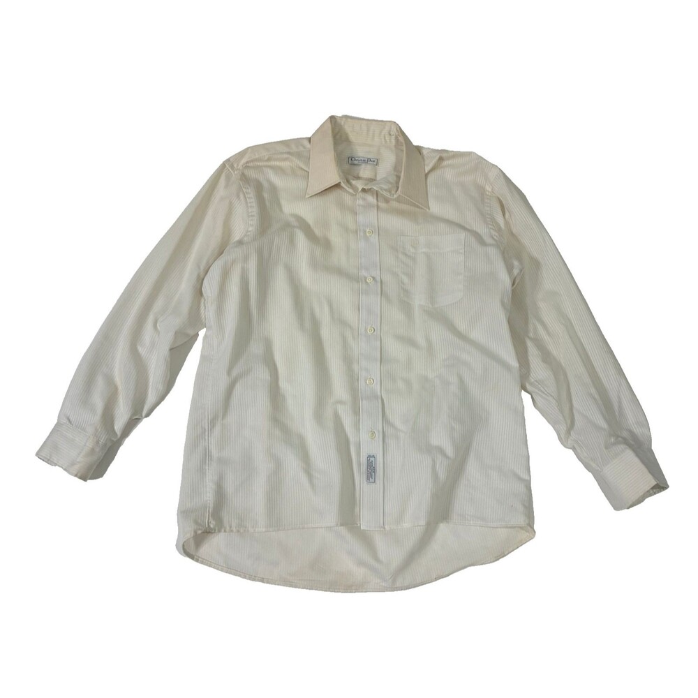Christian Dior Chemises Dress Shirt Striped Cream 16.5 32-33